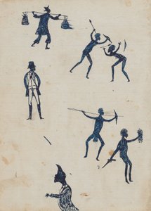 Kwatkwat - Hombre chino; hombres luchando y cazando; ocupante ilegal; perfil